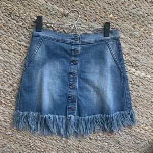 jean skirt w/ fringe
